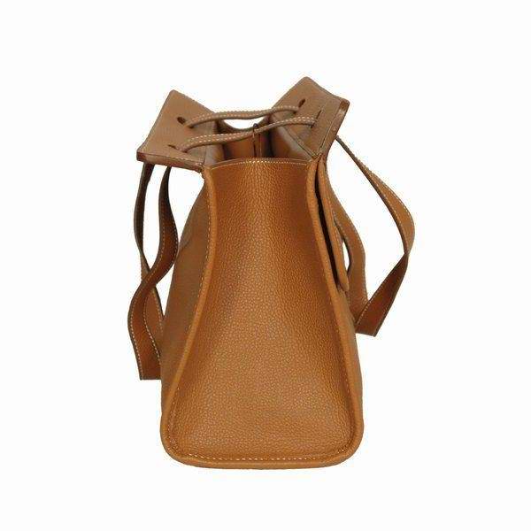 Best Hermes Large Leather H Handbag Light Coffee 6058 - Click Image to Close